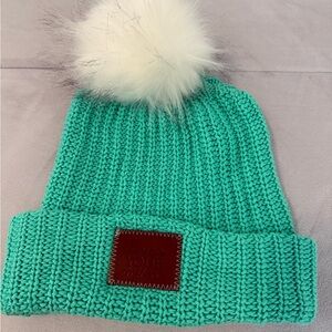 Love Your Melon Teal Beanie with White Pom Pom